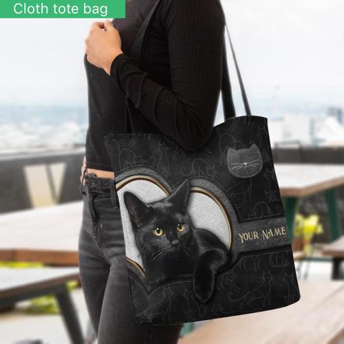 Leopard Black Cat – Personalized Black Cat Tote Bag