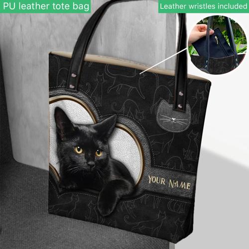 Leopard Black Cat – Personalized Black Cat Tote Bag