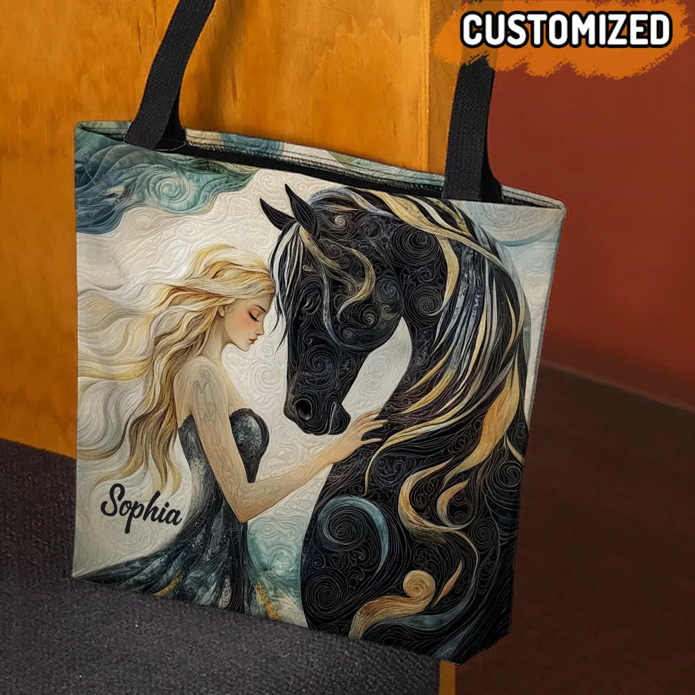 Horses Are A Mirror To Your Soul Personalized Name All Over Tote Bag