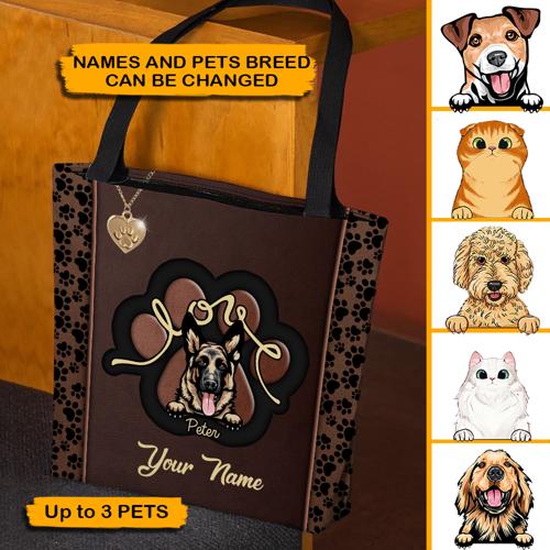 Pet Paw Custom Dog Cat Tote Bag, Lovely Gift For Pet Lovers