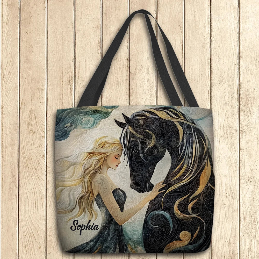 Horses Are A Mirror To Your Soul Personalized Name All Over Tote Bag